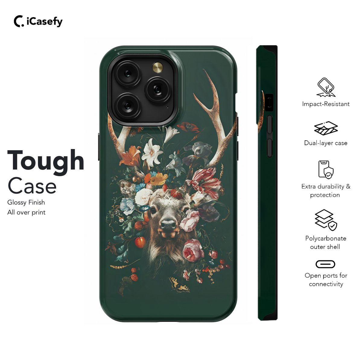 Mystical Deer Floral Phone Case iPhone Samsung Pixel & More - Image 5