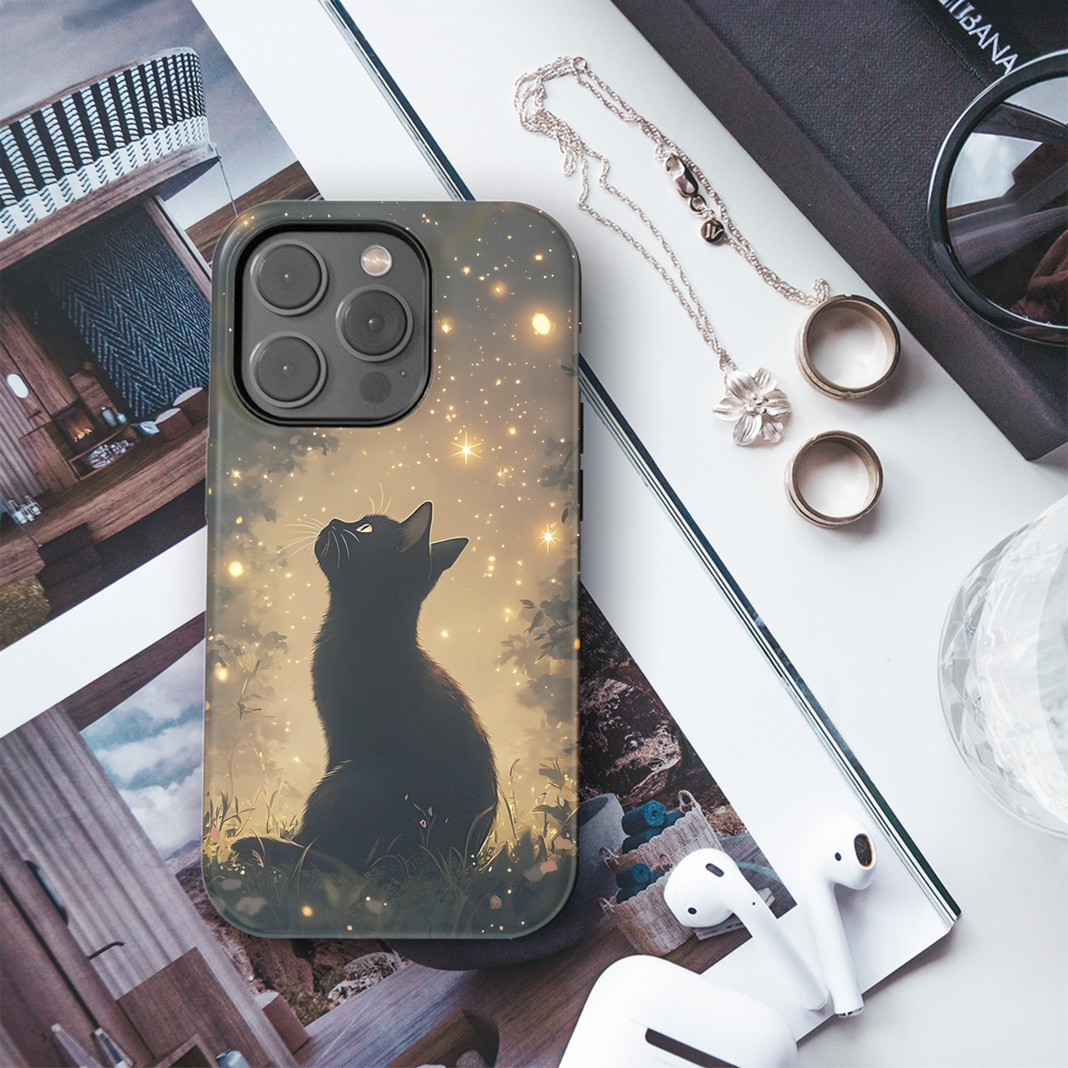 Mystical Night Black Cat Phone Case iPhone Samsung Cover Pixel 3713 - Image 3