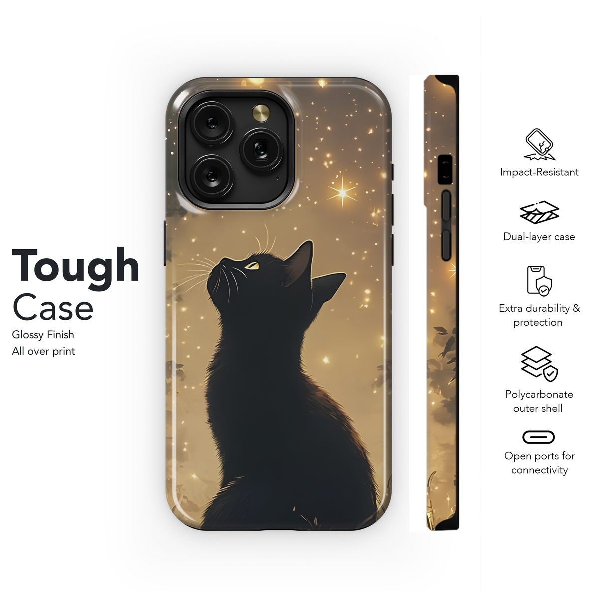 Mystical Night Black Cat Phone Case iPhone Samsung Cover Pixel 3713 - Image 6