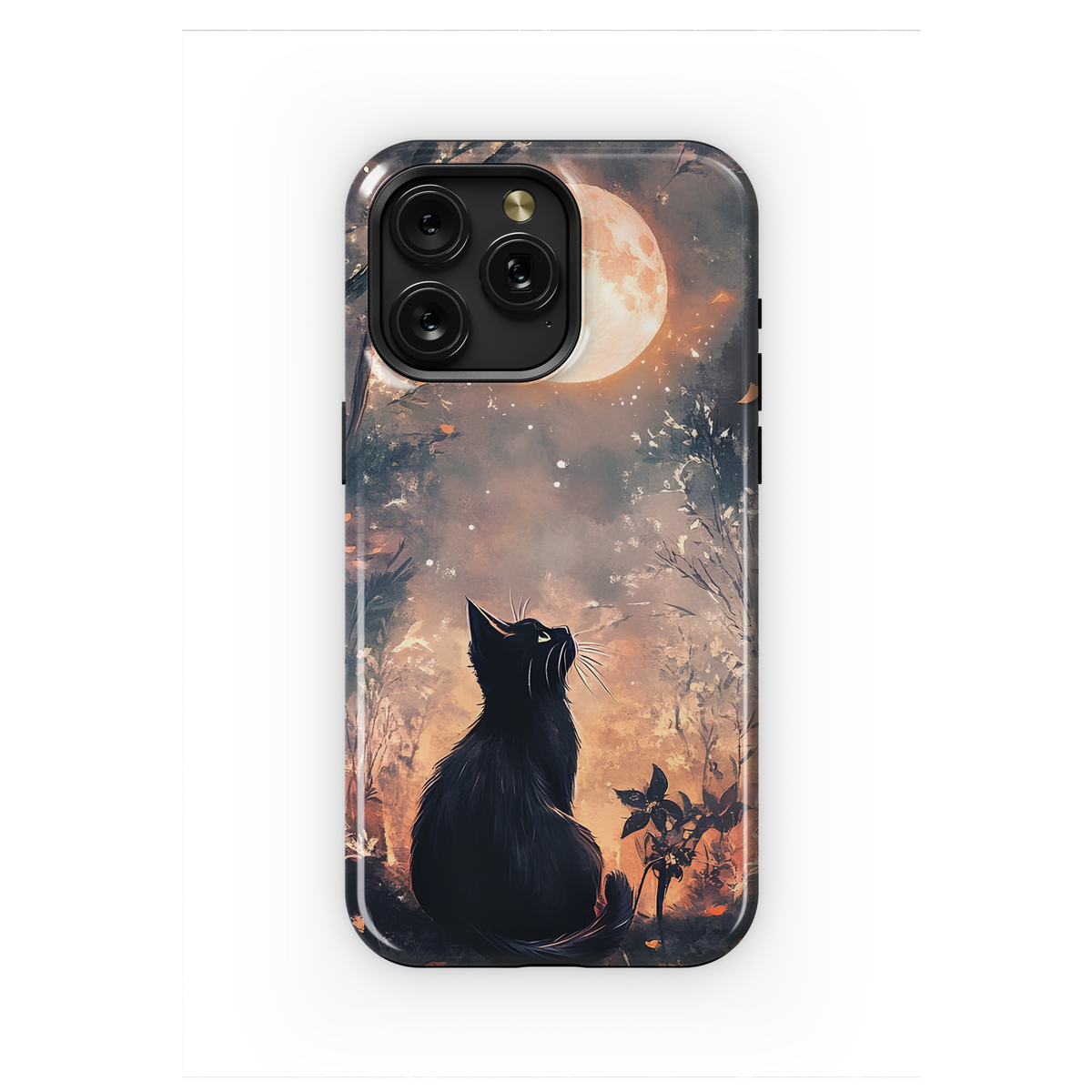 Mystical Night Moon Black Cat Phone Case iPhone Samsung Cover Pixel 3710 - Image 1