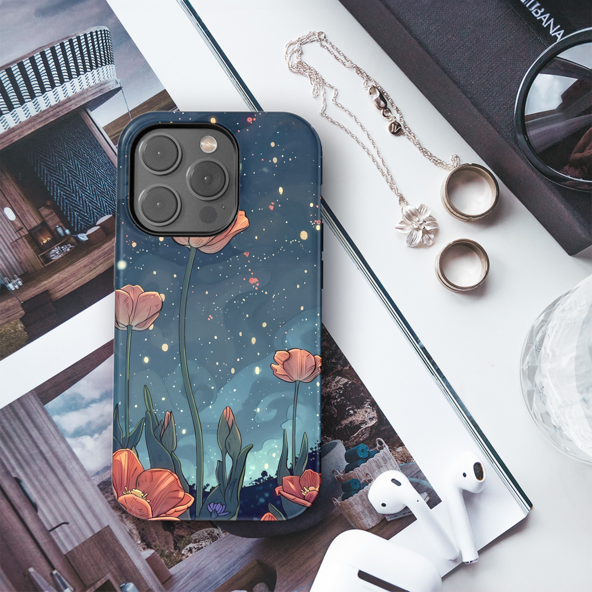 Mystical Night Wildflowers Phone Case iPhone Samsung Cover Pixel 3714 - Image 3