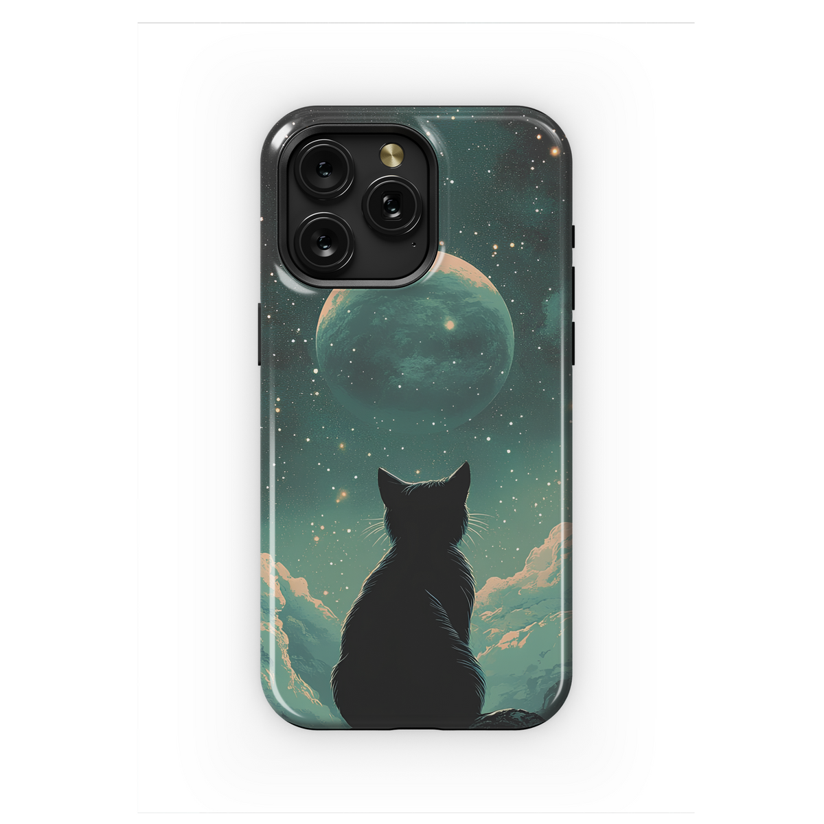 Mystical Universe Night Black Cat Phone Case iPhone Samsung Cover Pixel 3711 - Image 1