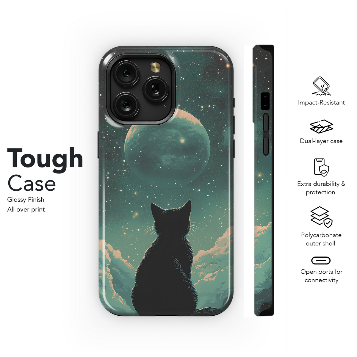 Mystical Universe Night Black Cat Phone Case iPhone Samsung Cover Pixel 3711 - Image 6