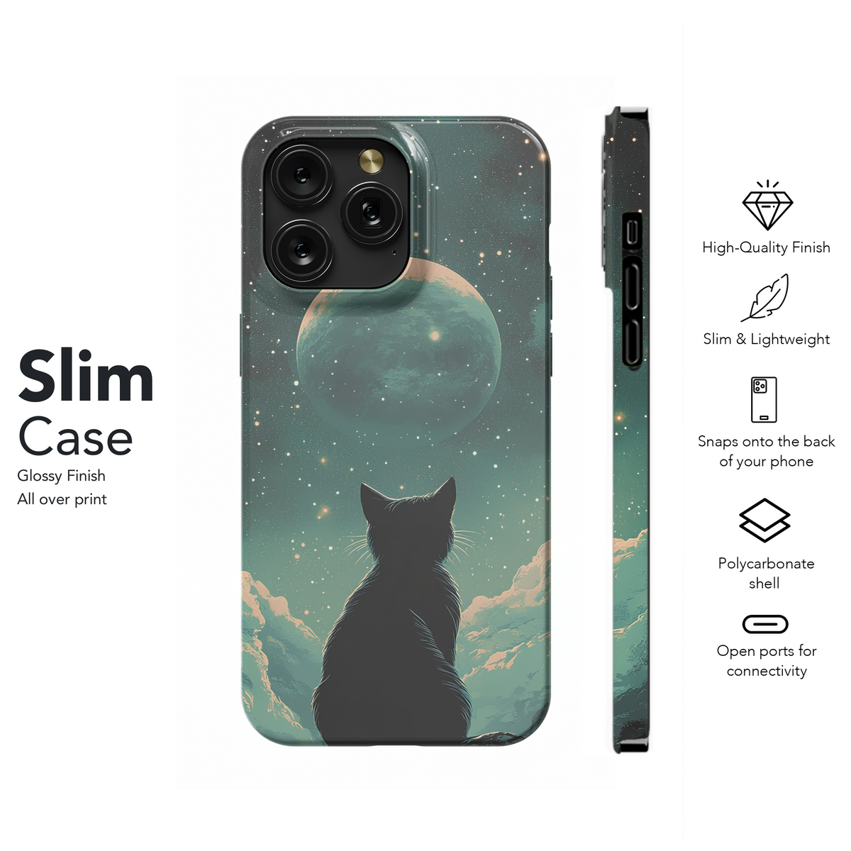 Mystical Universe Night Black Cat Phone Case iPhone Samsung Cover Pixel 3711 - Image 7