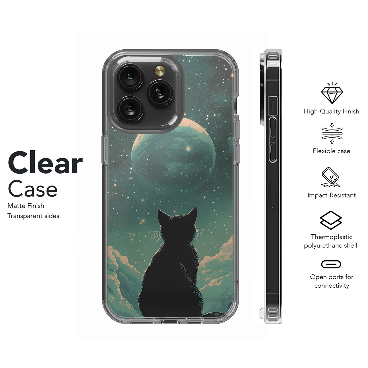 Mystical Universe Night Black Cat Phone Case iPhone Samsung Cover Pixel 3711 - Image 8