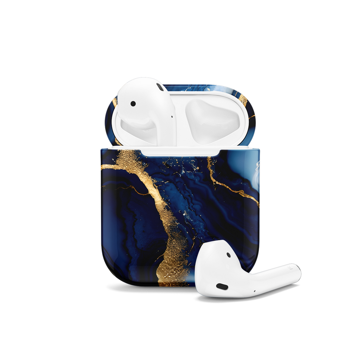 Navy Marble Abstract Texture Gold Dust AirPods Case AirPods Pro AirPods Pro 2 AirPods 3 AirPods 2 Glossy 2367 - Image 1