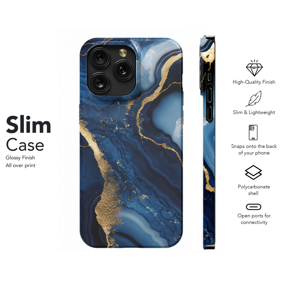 Navy Marble Abstract Texture Gold Dust Phone Case iPhone Samsung Cover Pixel 2367 - Image 7