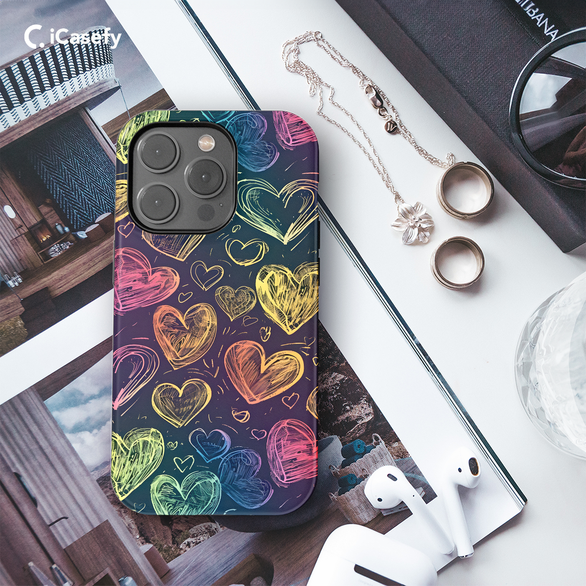 Neon Hearts Phone Case iPhone Samsung Pixel & More 254 - Image 3