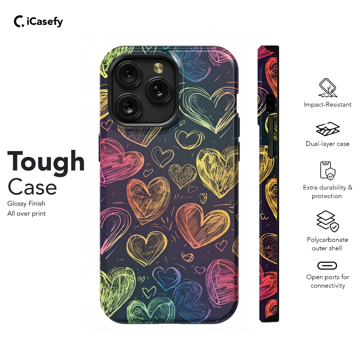 Neon Hearts Phone Case iPhone Samsung Pixel & More 254 - Image 5