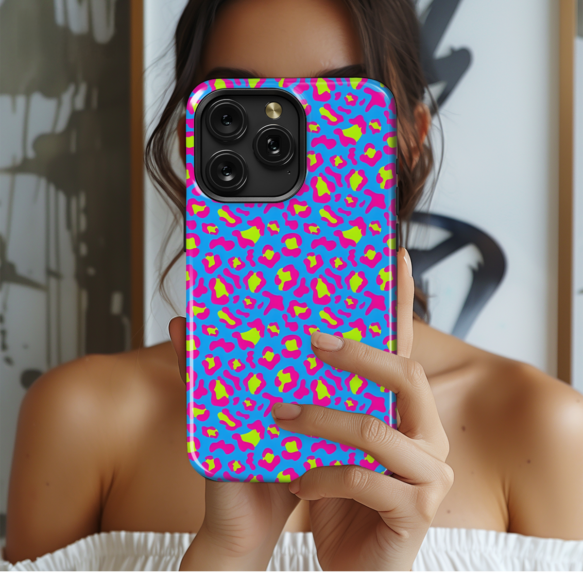 Neon Leopard Print Phone Case iPhone Samsung Cover Pixel 3895 - Image 2