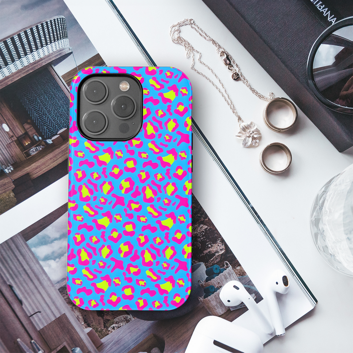 Neon Leopard Print Phone Case iPhone Samsung Cover Pixel 3895 - Image 3