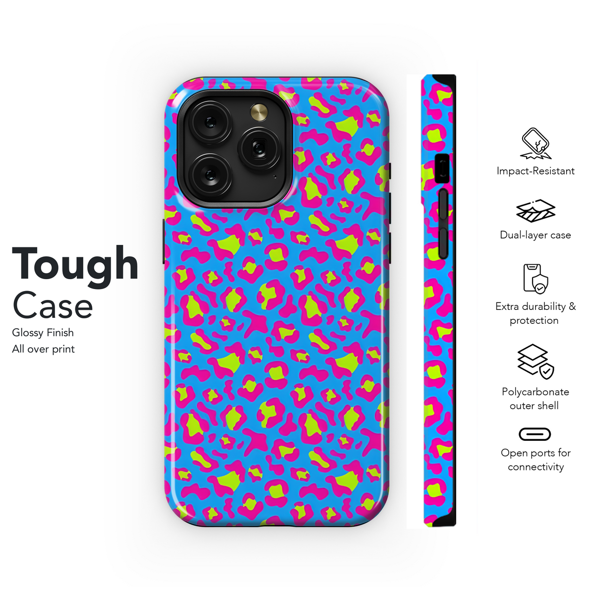 Neon Leopard Print Phone Case iPhone Samsung Cover Pixel 3895 - Image 6