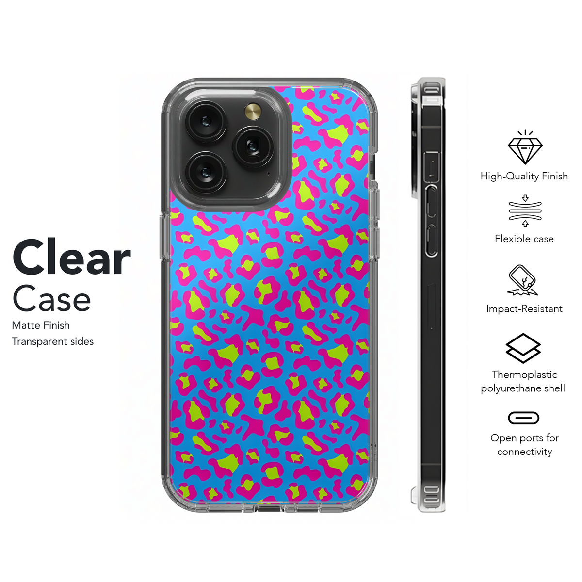 Neon Leopard Print Phone Case iPhone Samsung Cover Pixel 3895 - Image 8