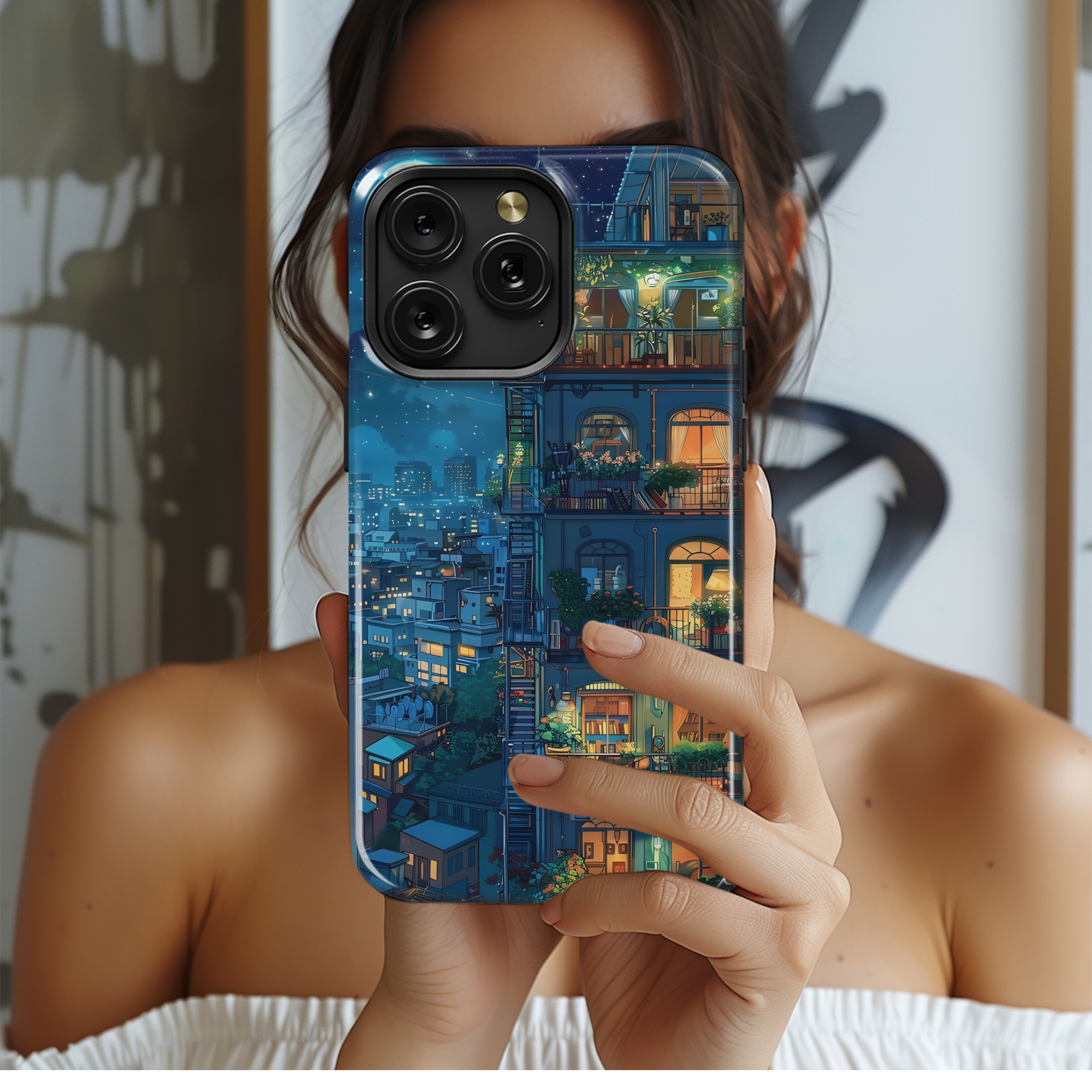 Night City Balcony Dreams
 Phone Case iPhone Samsung Cover Pixel 4509 - Image 2