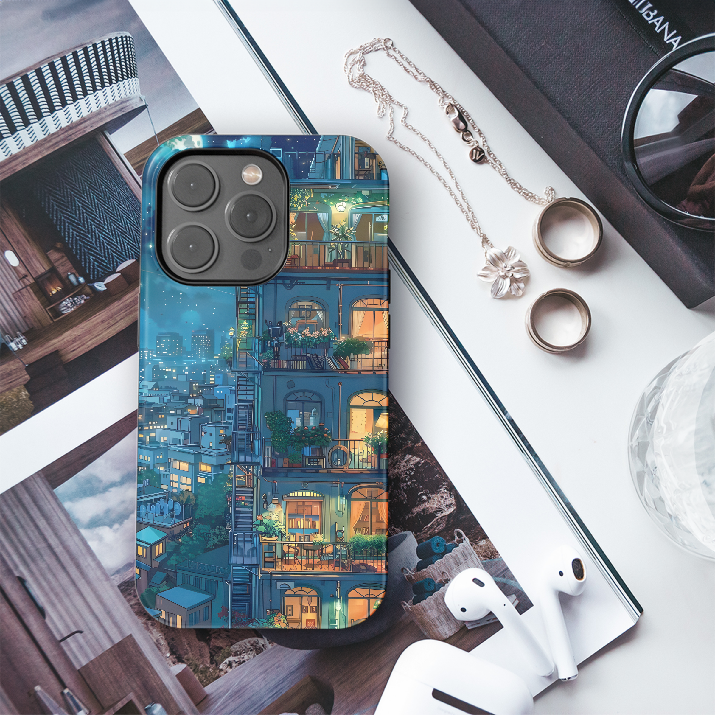 Night City Balcony Dreams
 Phone Case iPhone Samsung Cover Pixel 4509 - Image 3