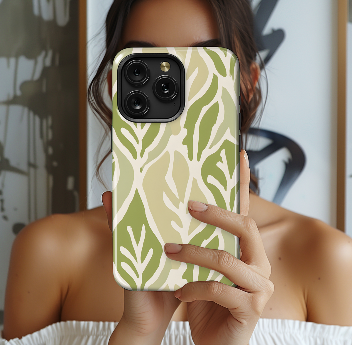 Ogee Leaf Print Phone Case iPhone Samsung Cover Pixel 3344 - Image 2