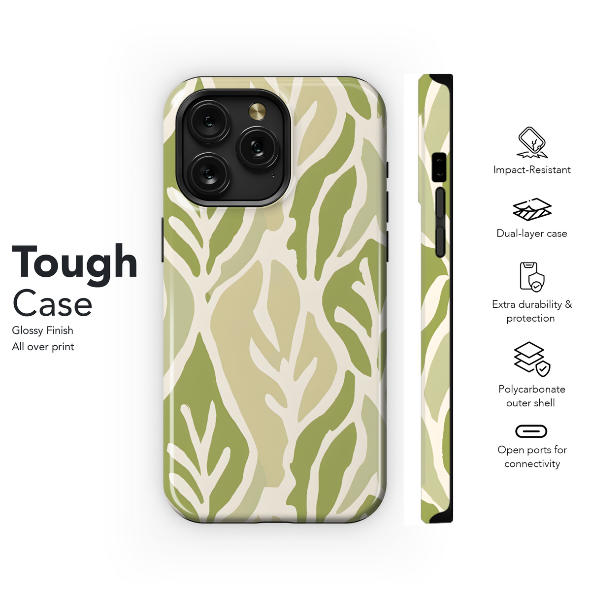 Ogee Leaf Print Phone Case iPhone Samsung Cover Pixel 3344 - Image 6