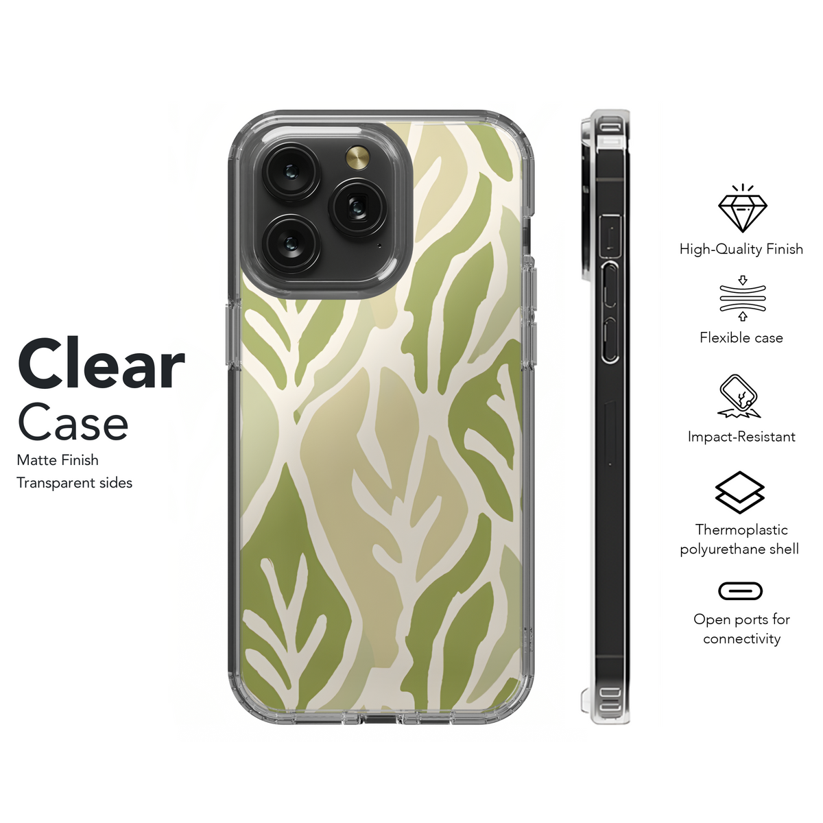 Ogee Leaf Print Phone Case iPhone Samsung Cover Pixel 3344 - Image 8