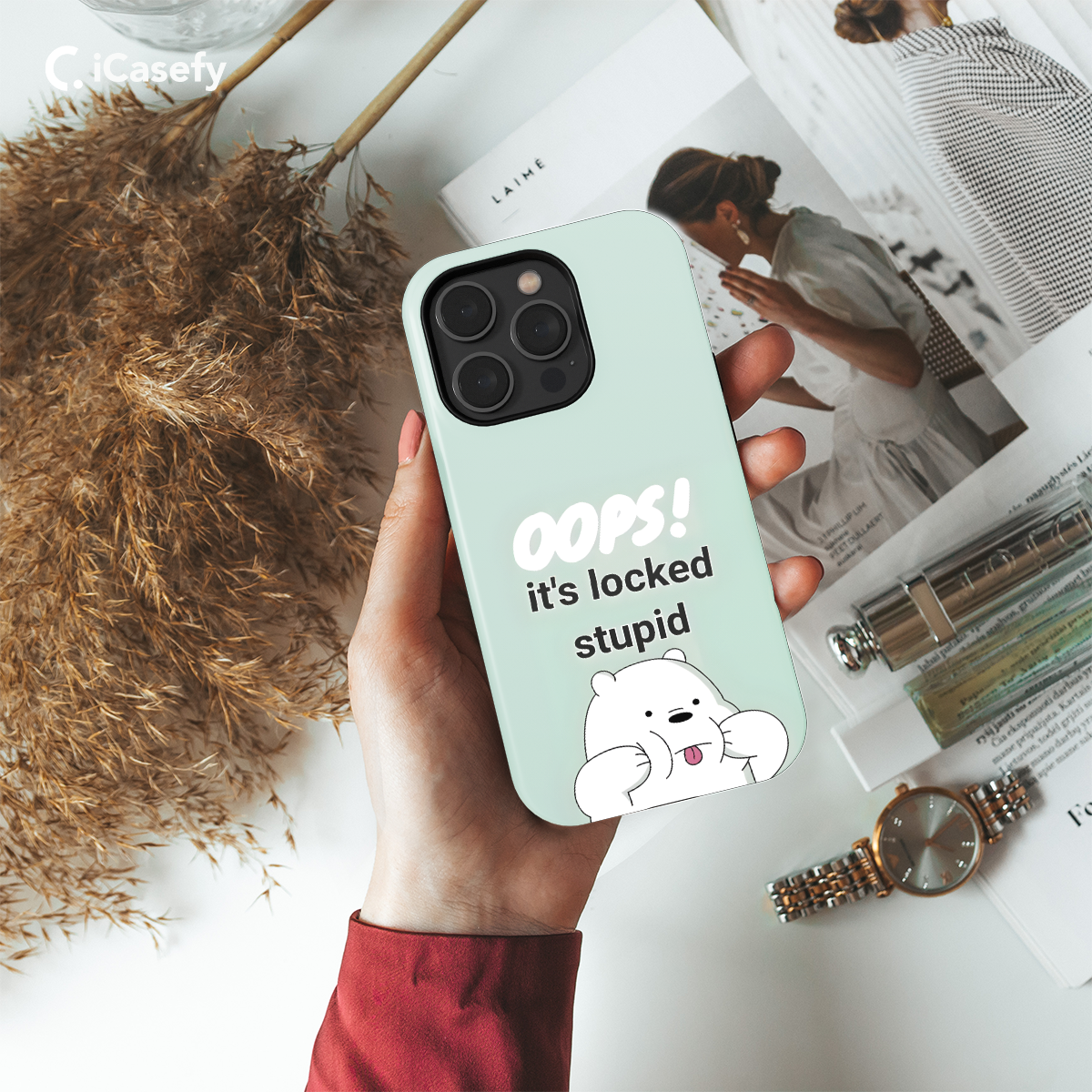 Oops! It's Locked Stupid, Funny Quote Phone Case iPhone Samsung Pixel & More 321 - Image 2