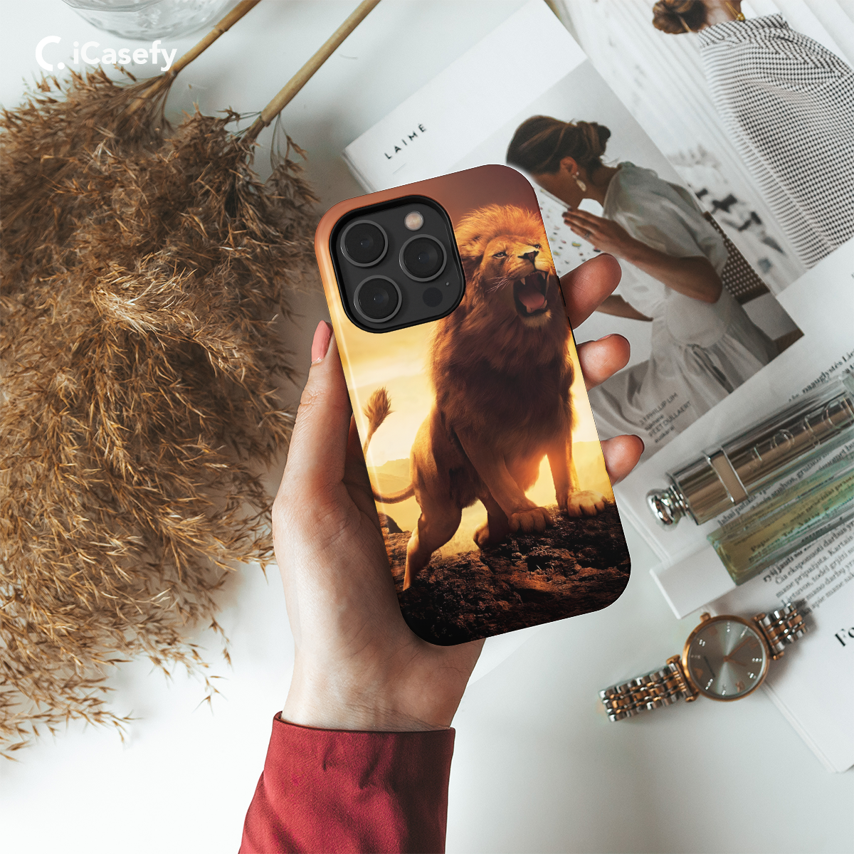 Orange Lion Bark Phone Case iPhone Samsung Pixel & More 284 - Image 2