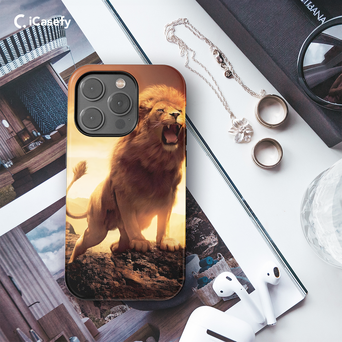 Orange Lion Bark Phone Case iPhone Samsung Pixel & More 284 - Image 3