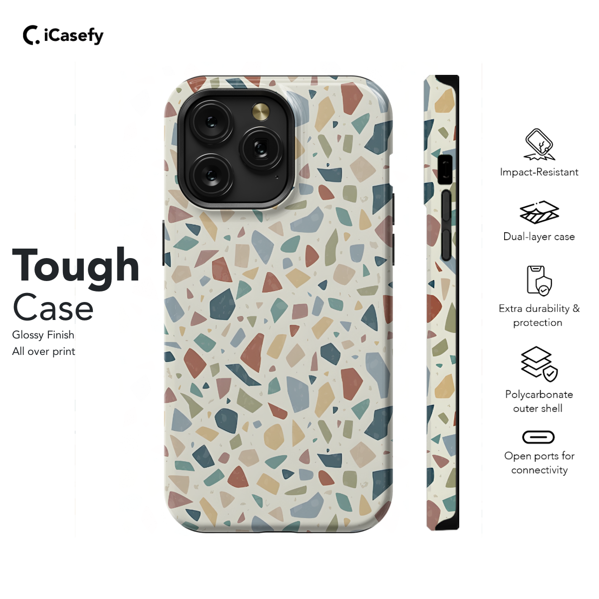 Organic Flat Monochromatic Terrazzo Phone Case iPhone Samsung Cover Pixel 1116 - Image 5