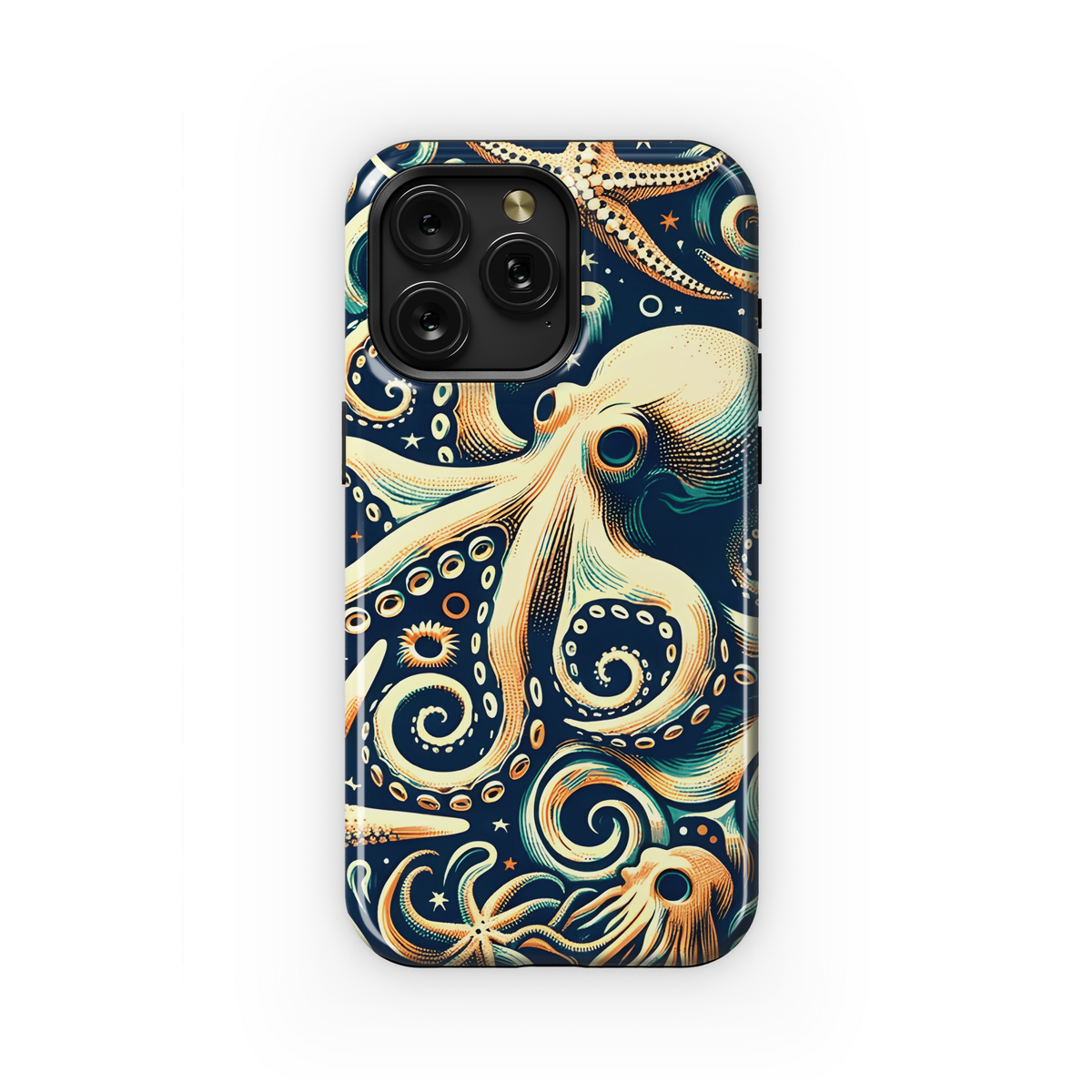 Painted Octopus and Starfish Phone Case iPhone Samsung Cover Pixel 3490 - Image 1