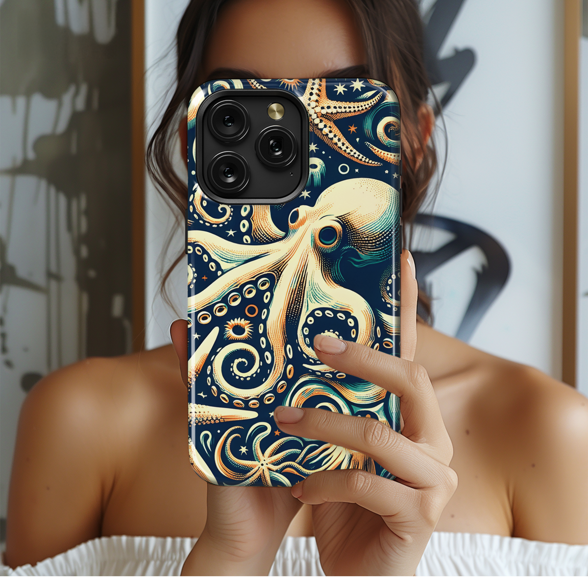 Painted Octopus and Starfish Phone Case iPhone Samsung Cover Pixel 3490 - Image 2