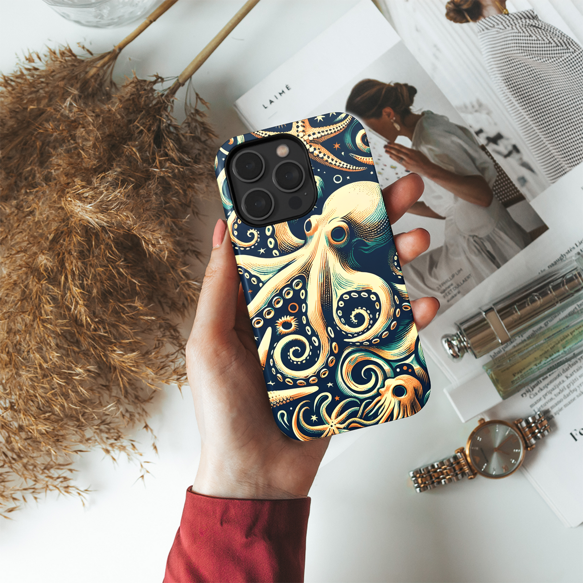 Painted Octopus and Starfish Phone Case iPhone Samsung Cover Pixel 3490 - Image 4