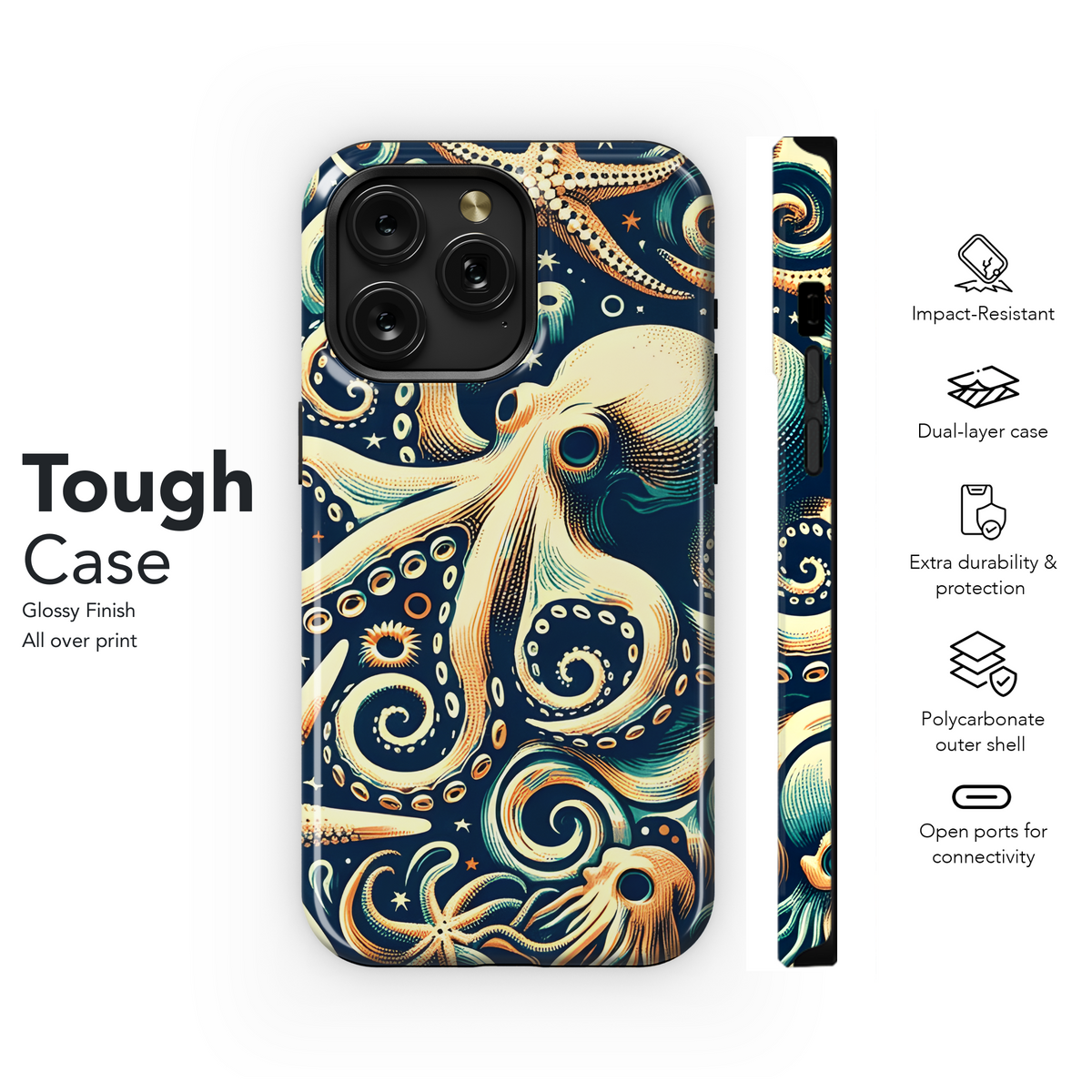 Painted Octopus and Starfish Phone Case iPhone Samsung Cover Pixel 3490 - Image 6