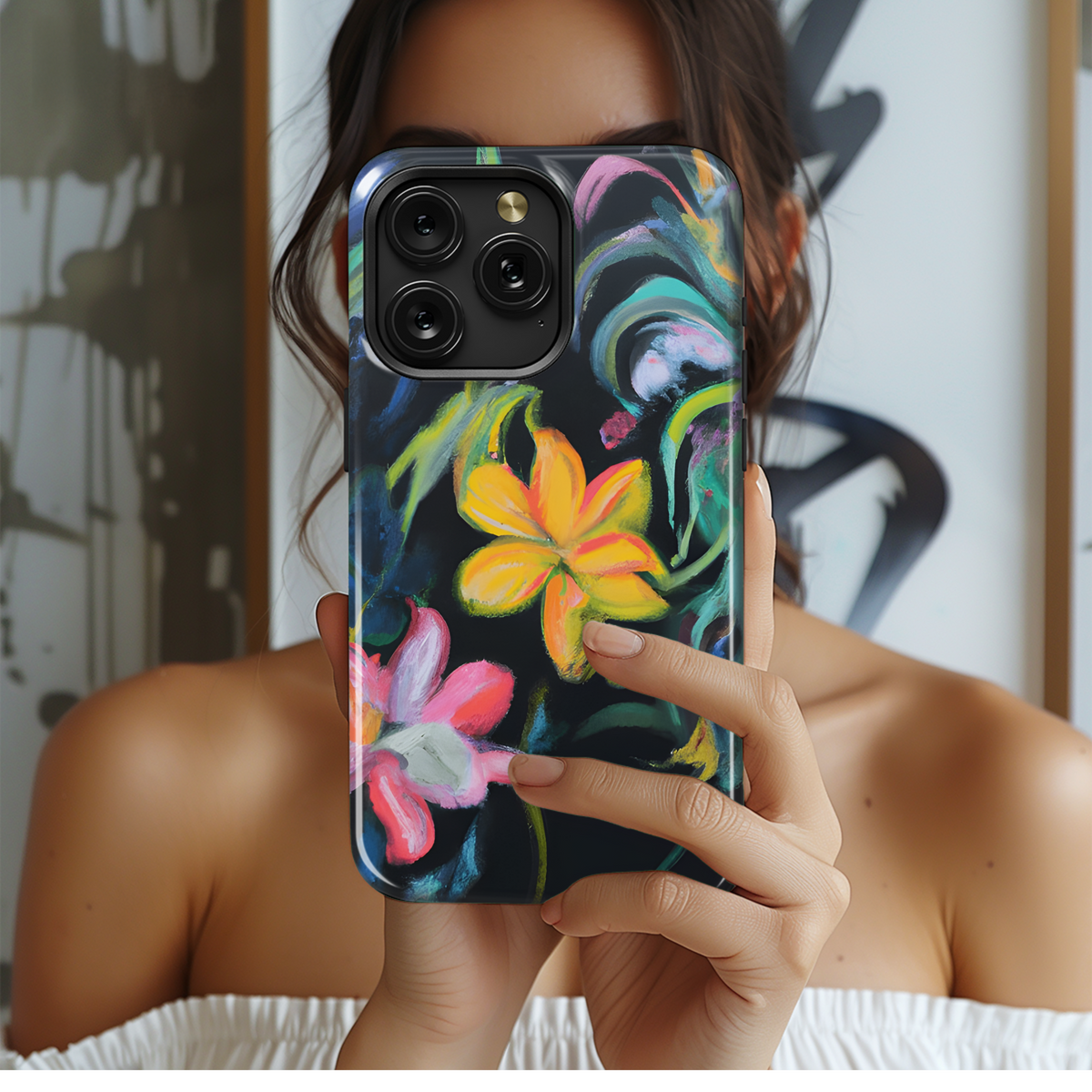 Pastel Brushstroke Flowers Phone Case iPhone Samsung Cover Pixel 3573 - Image 2