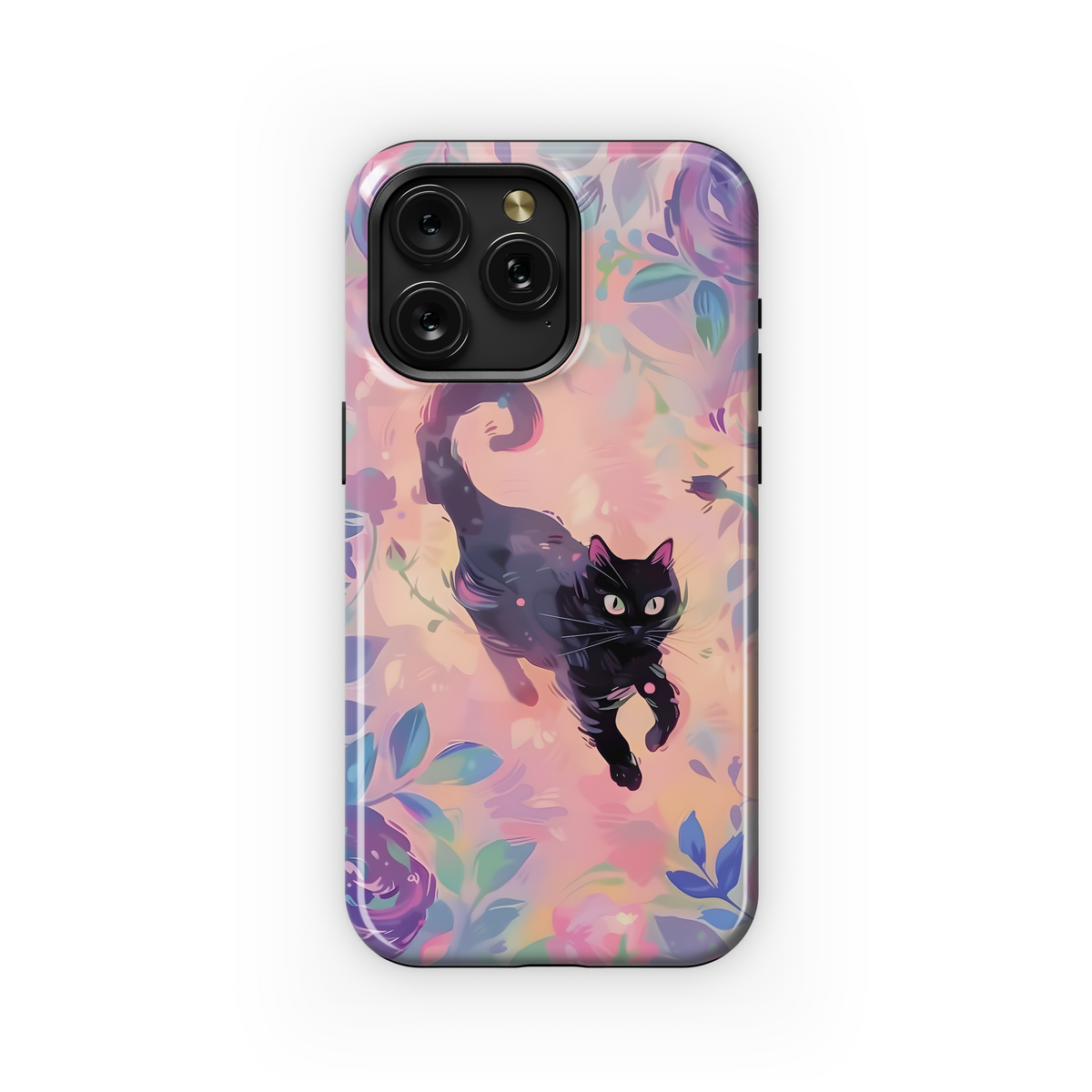 Pastel Floral Black Cat
 Phone Case iPhone Samsung Cover Pixel 4249 - Image 1