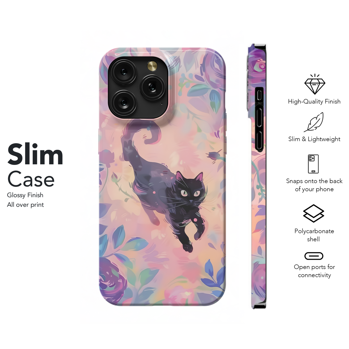 Pastel Floral Black Cat
 Phone Case iPhone Samsung Cover Pixel 4249 - Image 7