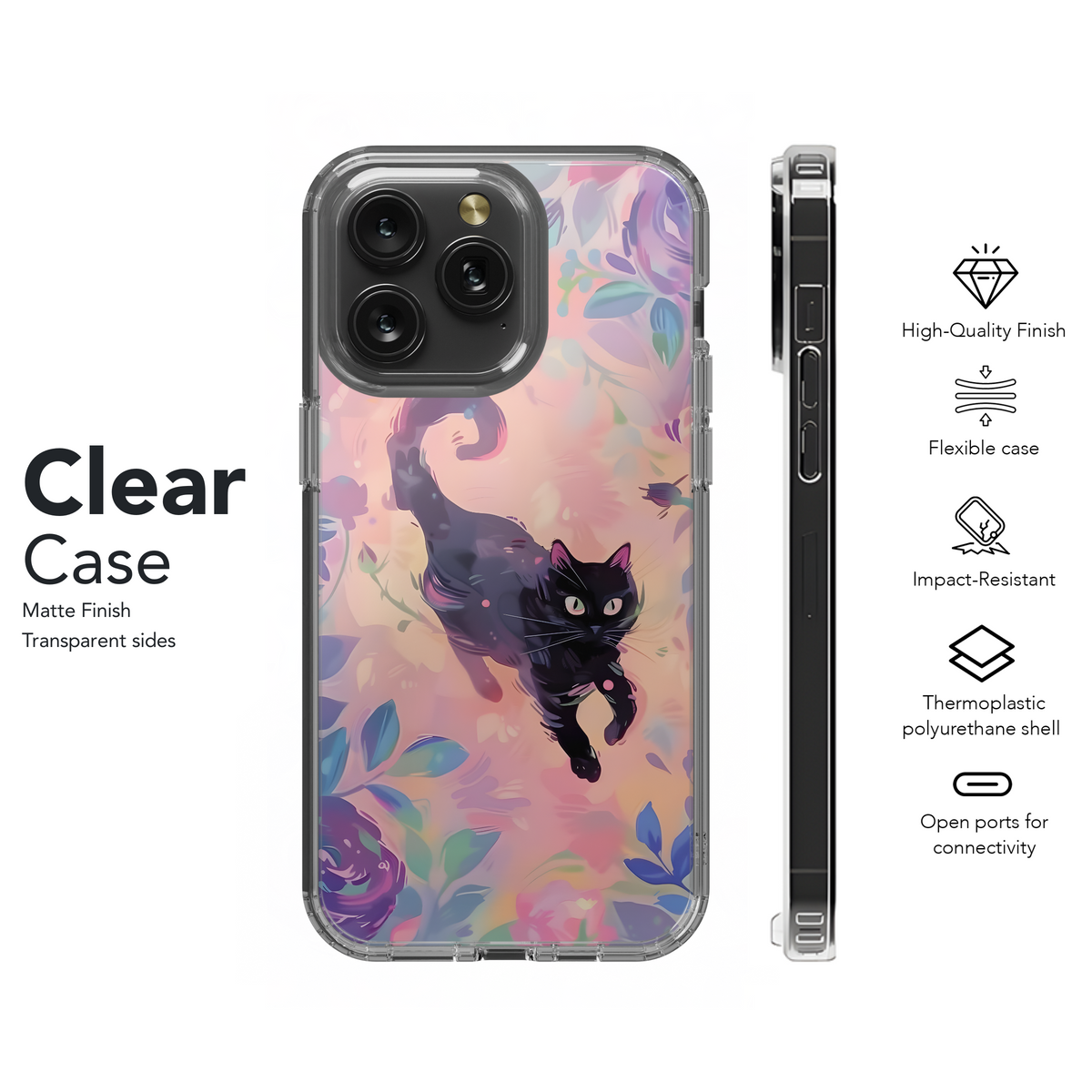 Pastel Floral Black Cat
 Phone Case iPhone Samsung Cover Pixel 4249 - Image 8