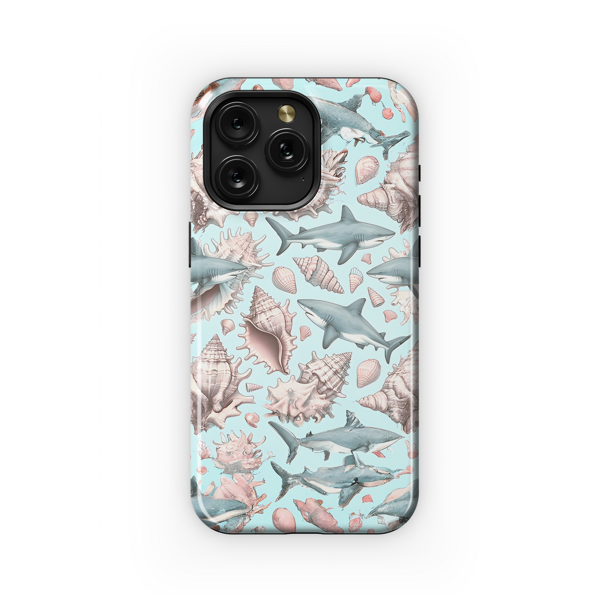 Pastel Seashells and Sharks Phone Case iPhone Samsung Cover Pixel 3570 - Image 1