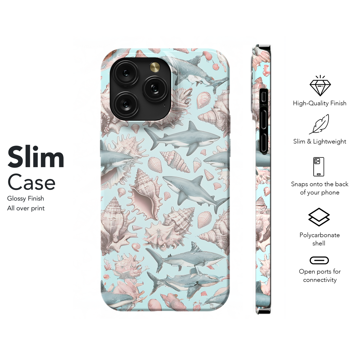 Pastel Seashells and Sharks Phone Case iPhone Samsung Cover Pixel 3570 - Image 7