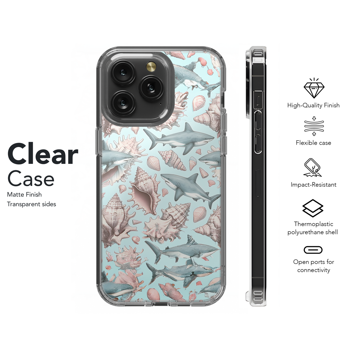 Pastel Seashells and Sharks Phone Case iPhone Samsung Cover Pixel 3570 - Image 8