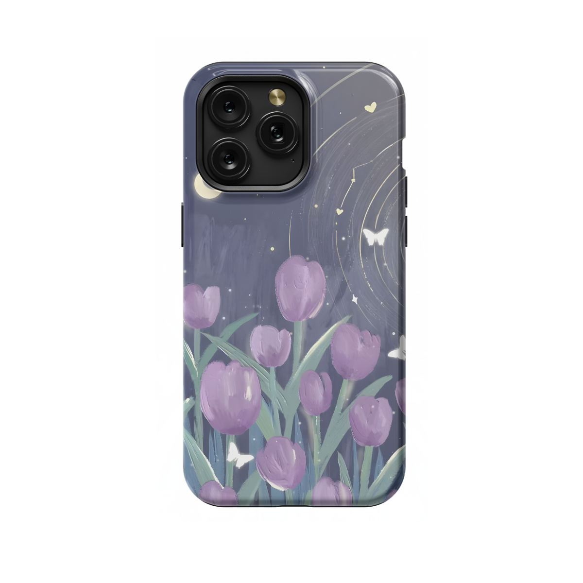 Pastel Tulip Night Butterfly Drawing Celestial Phone Case iPhone Samsung Pixel & More 554 - Image 1