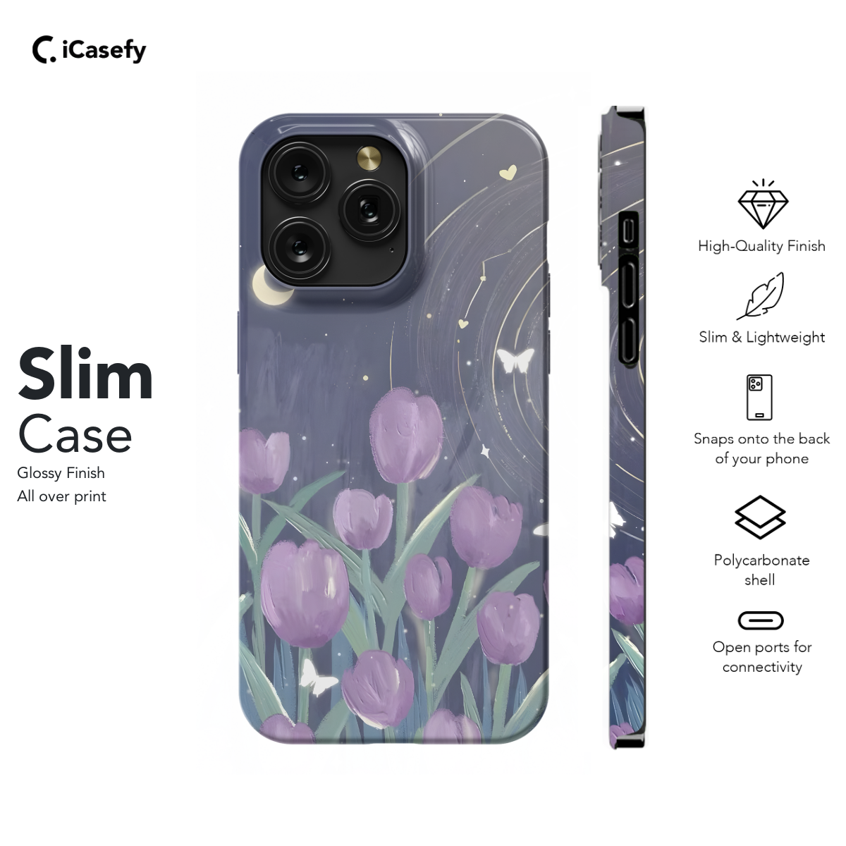 Pastel Tulip Night Butterfly Drawing Celestial Phone Case iPhone Samsung Pixel & More 554 - Image 6