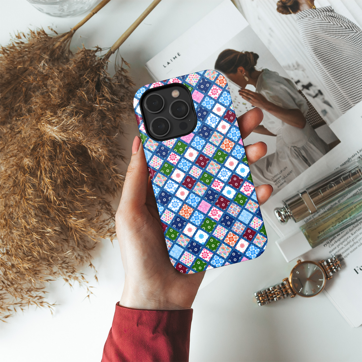 Patchwork Diamond Design
 Phone Case iPhone Samsung Cover Pixel 4205 - Image 4