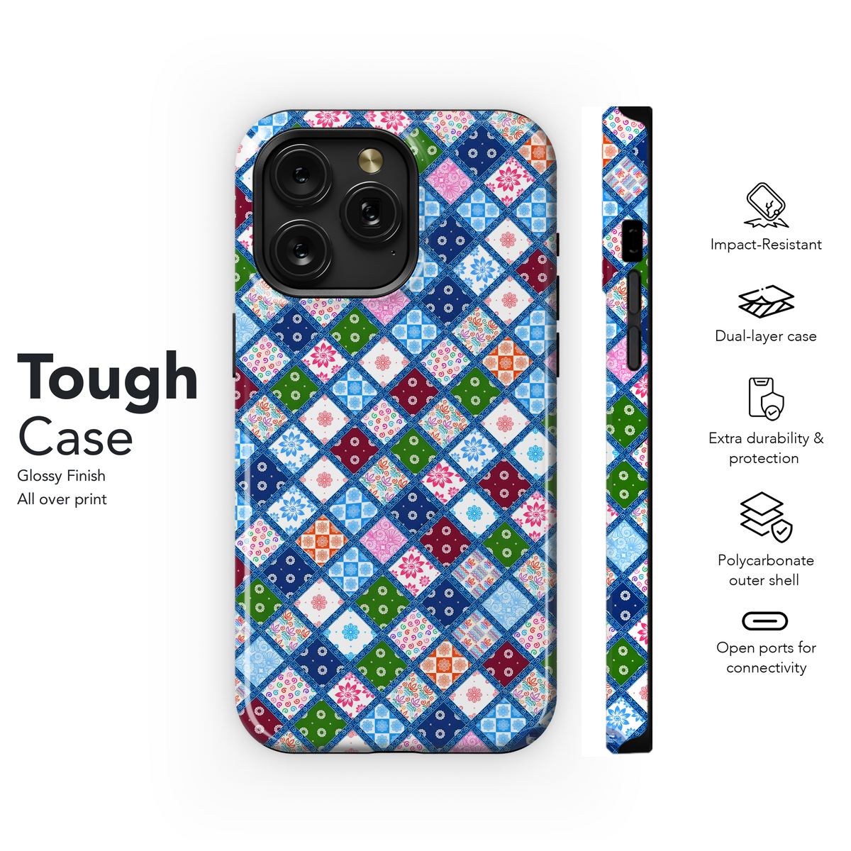 Patchwork Diamond Design
 Phone Case iPhone Samsung Cover Pixel 4205 - Image 6