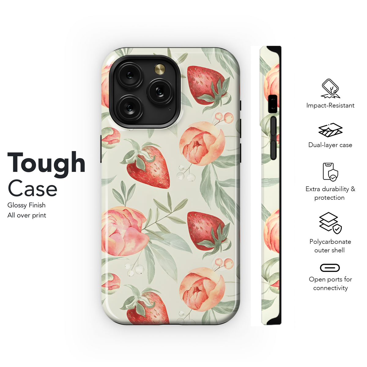 Peony Strawberry Phone Case iPhone Samsung Cover Pixel 3502 - Image 6