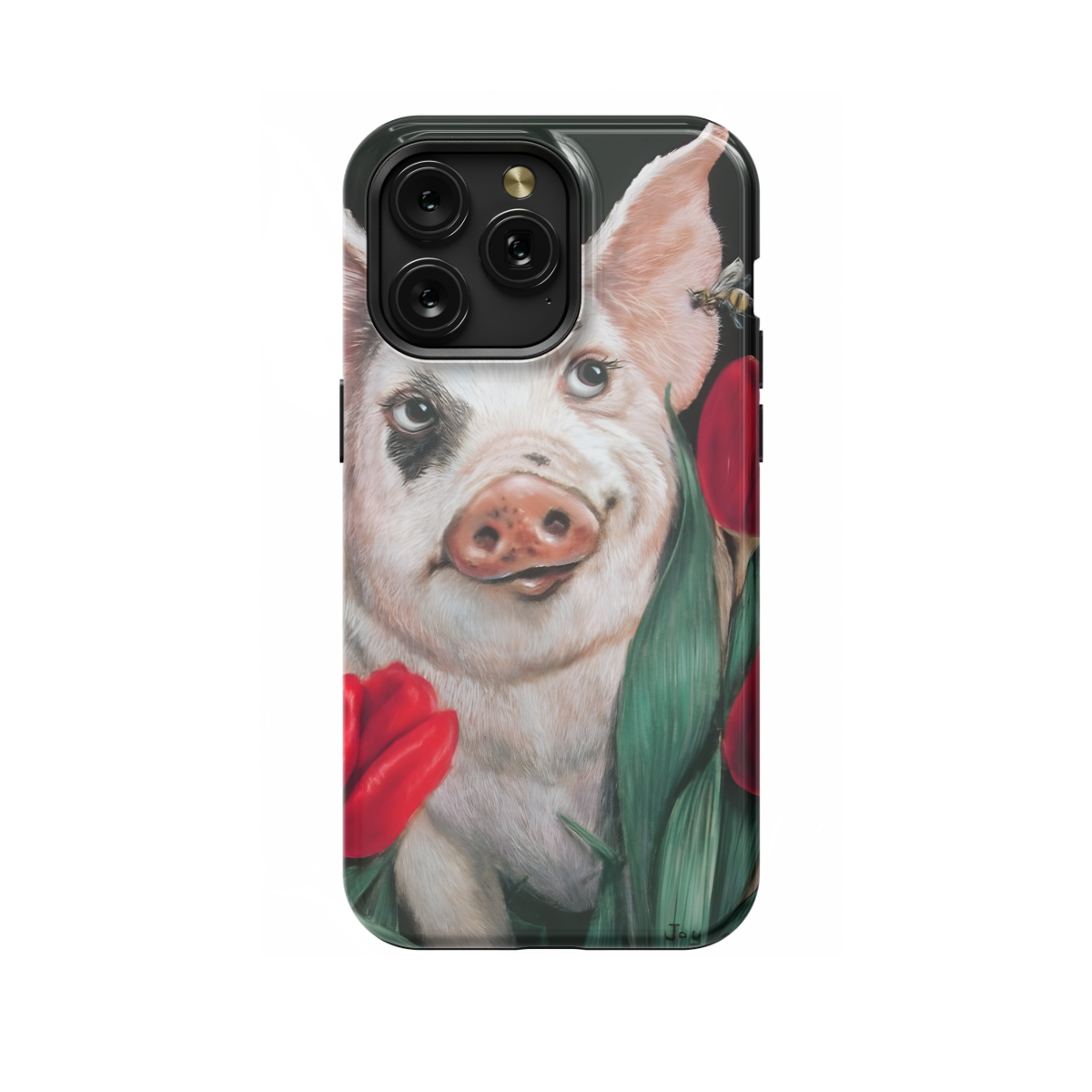 Pig and Tulips Phone Case iPhone Samsung Pixel & More 271 - Image 1