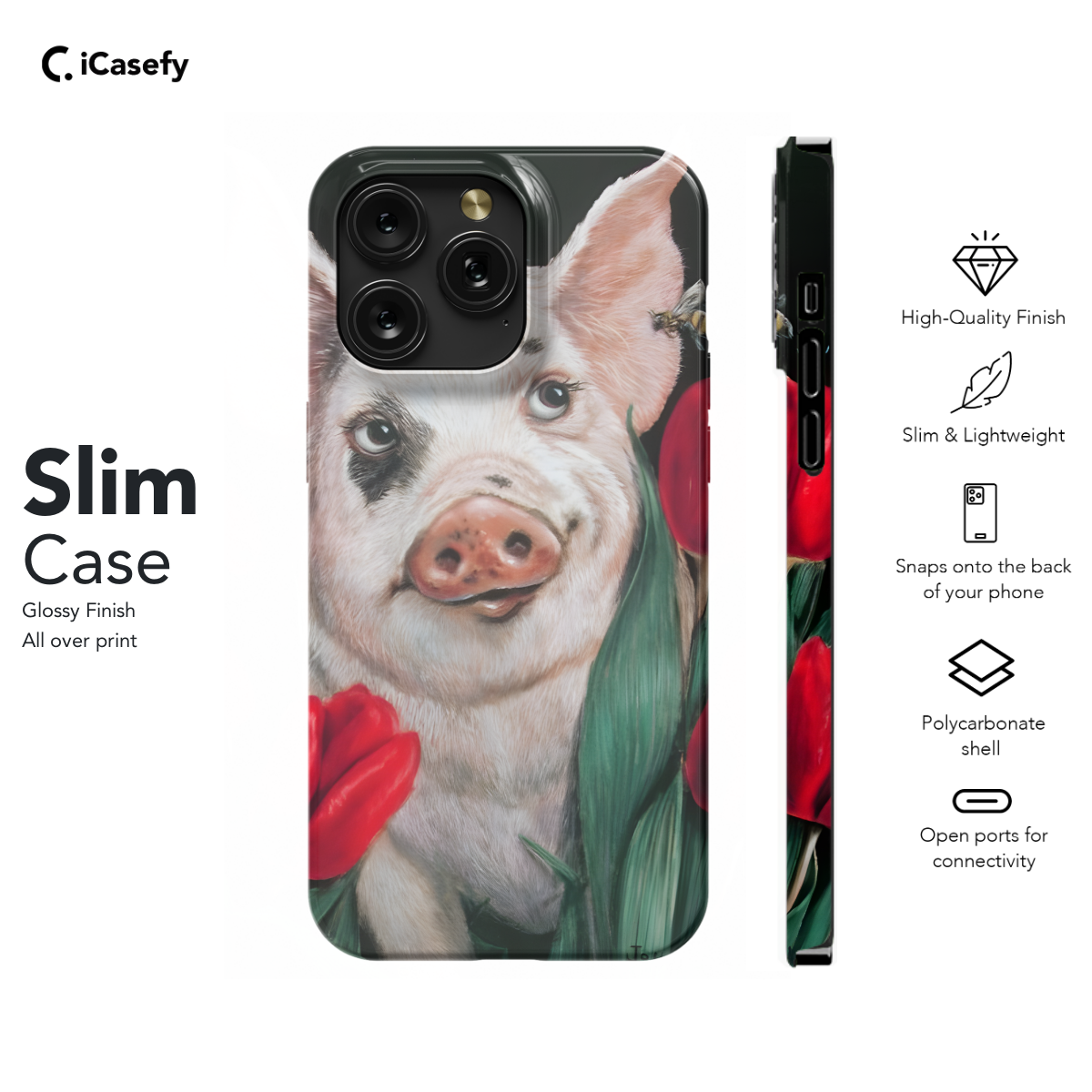 Pig and Tulips Phone Case iPhone Samsung Pixel & More 271 - Image 6