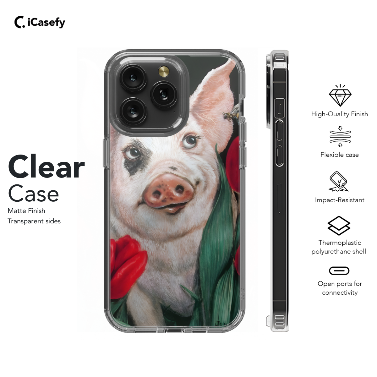 Pig and Tulips Phone Case iPhone Samsung Pixel & More 271 - Image 7