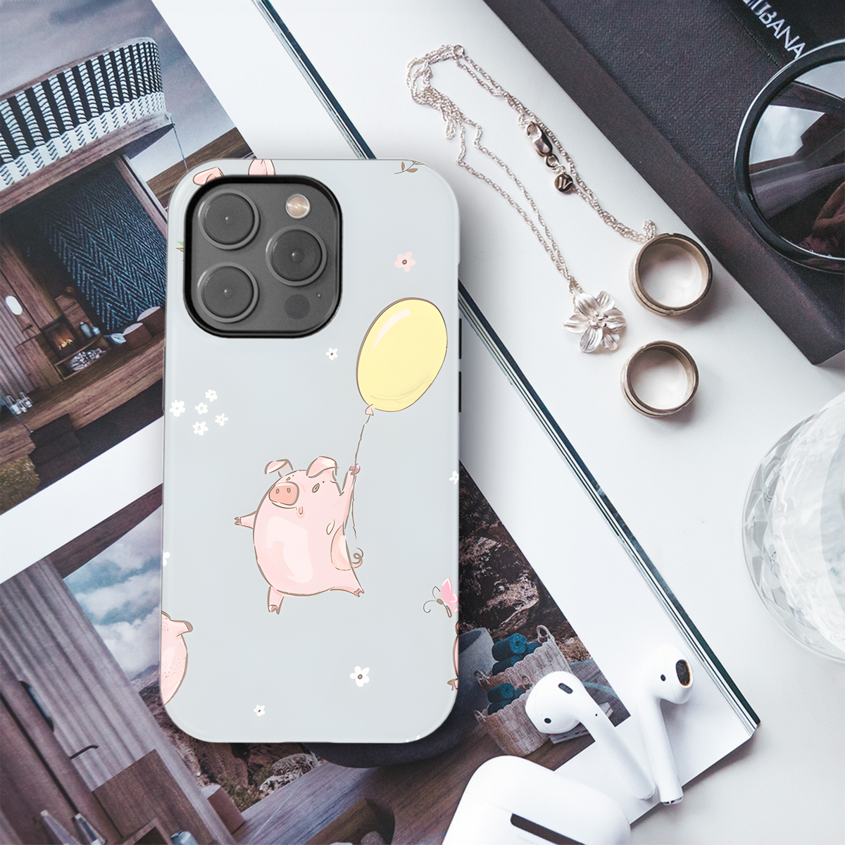 Pig Baloon Phone Case iPhone Samsung Cover Pixel 2710 - Image 3