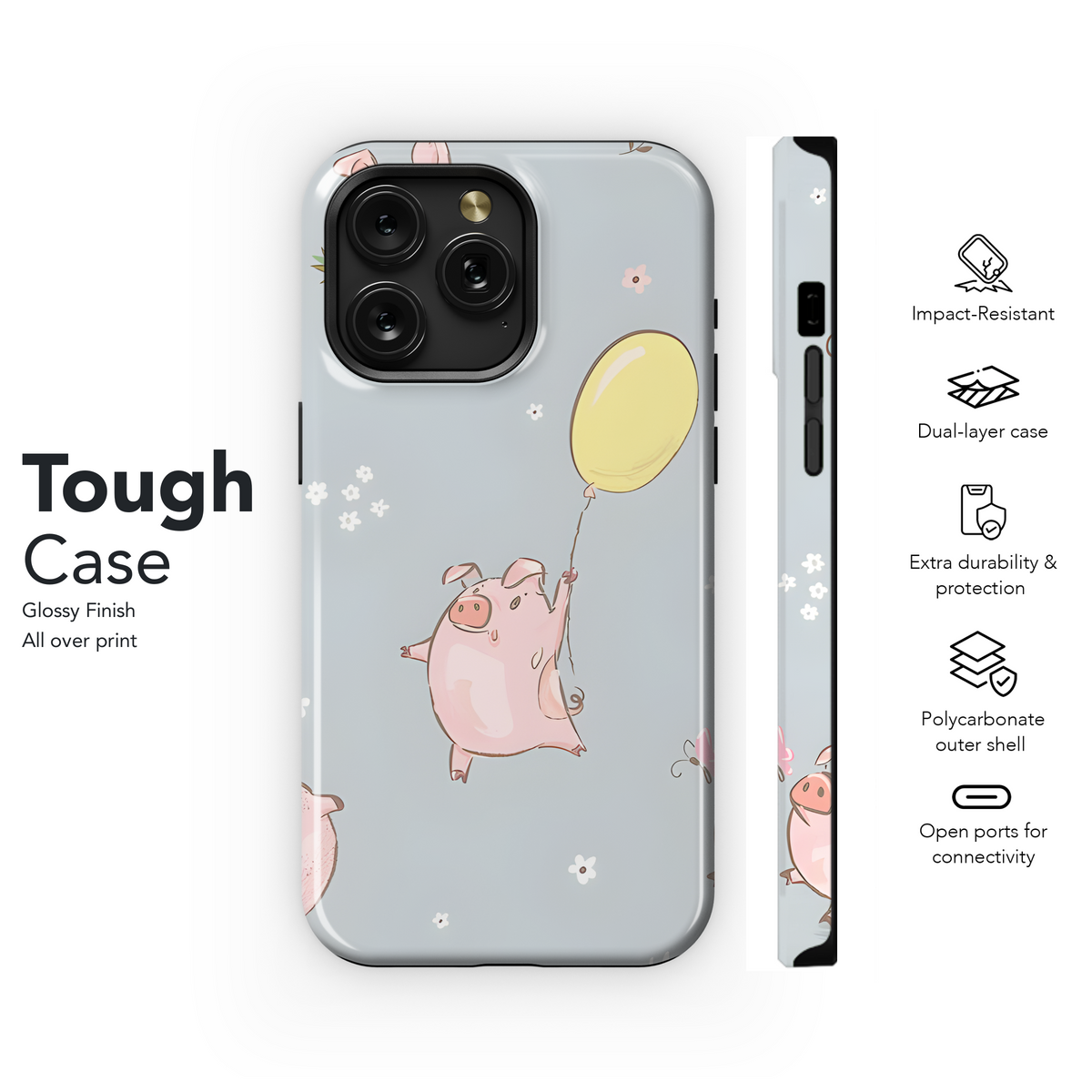 Pig Baloon Phone Case iPhone Samsung Cover Pixel 2710 - Image 6