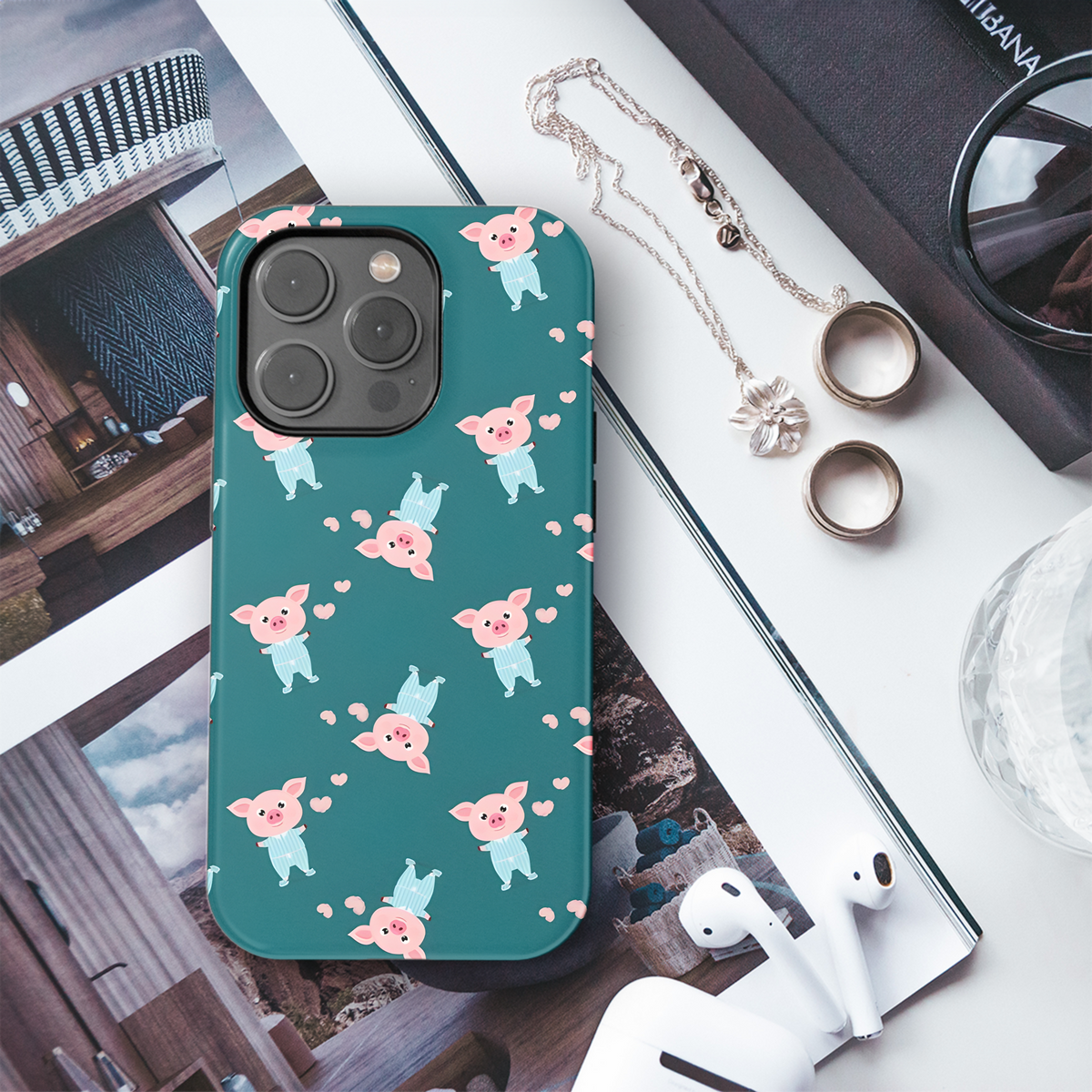 Pig in Pajamas Phone Case iPhone Samsung Cover Pixel 2707 - Image 3