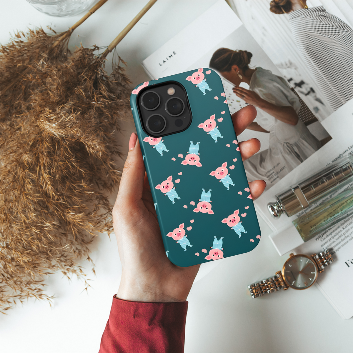 Pig in Pajamas Phone Case iPhone Samsung Cover Pixel 2707 - Image 4