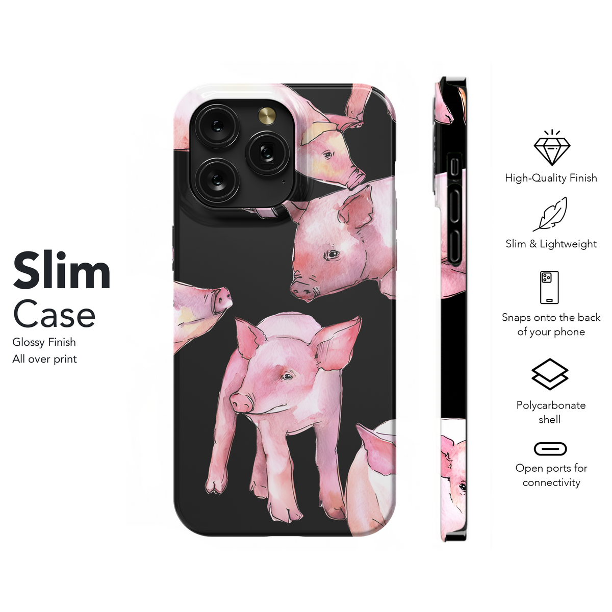 Pig Watercolor Animal Phone Case iPhone Samsung Cover Pixel 3982 - Image 7